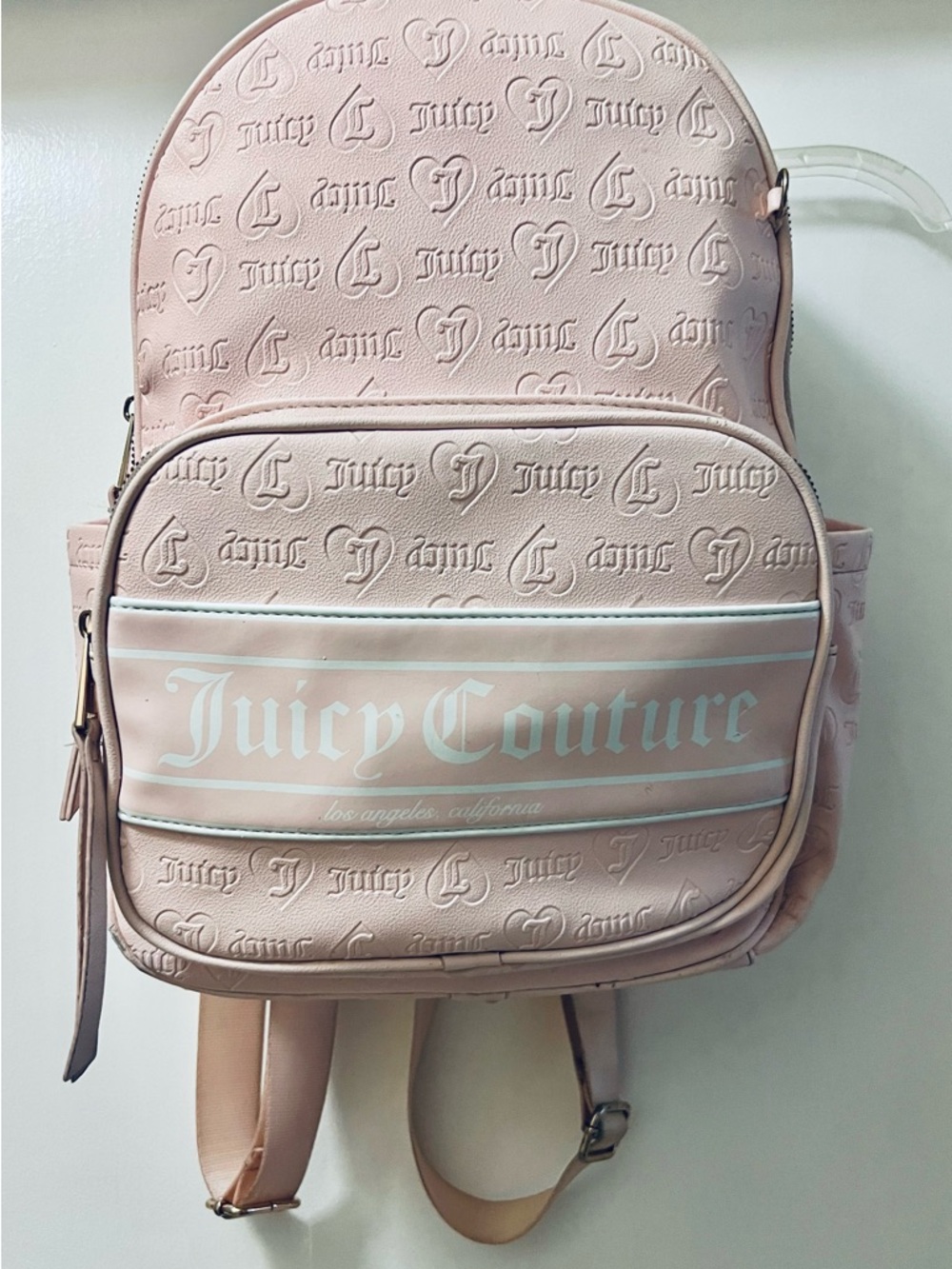 Juicy Couture Blush Embossed Full Size Logo Backpack